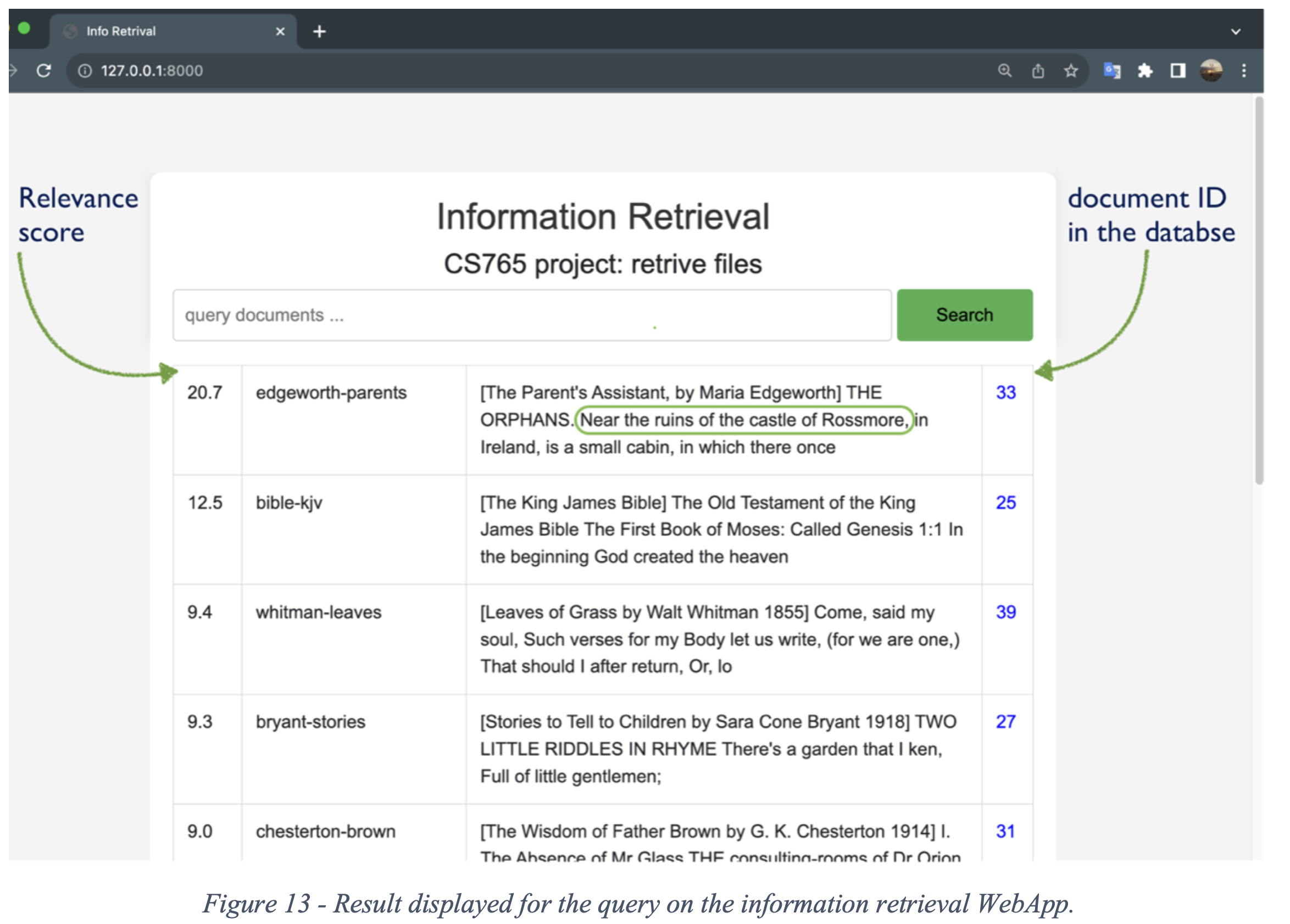 Information retrieval web app